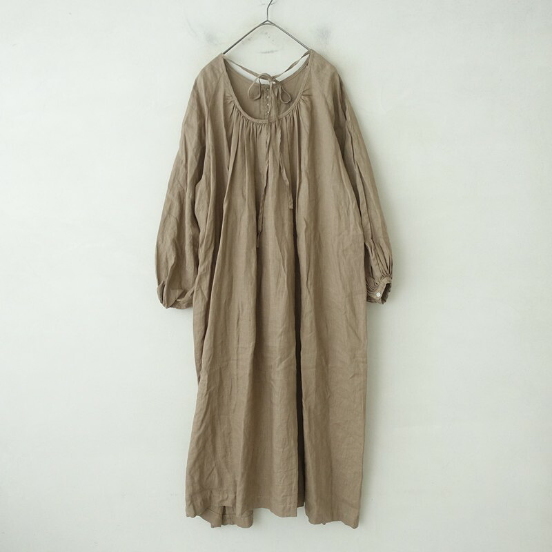 ガーゼ Gauze# リネンボリュームスリーブワンピース  F 【中古】【22E62】