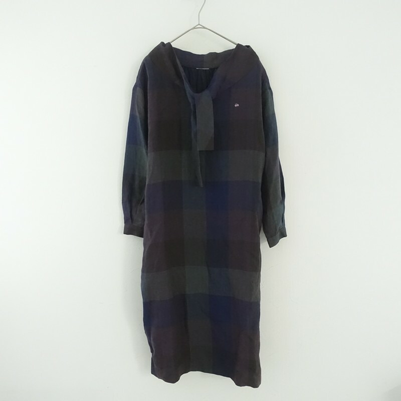 ミナペルホネンランドリー mina perhonen laundry herb リネン照合のしるし柄衣裳  38 【中古】【32E62】