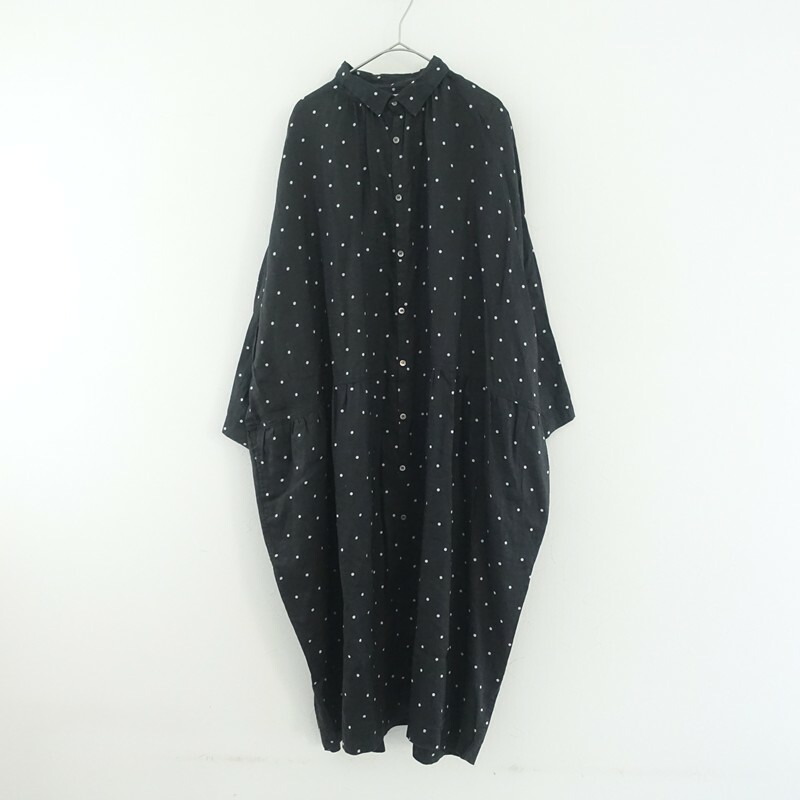 【通貨価値2.4万】イチ アンティークス ICHI Antiquite’s リネンドットプリントギャザーうつり変わり衣裳  - 【中古】【50F62】