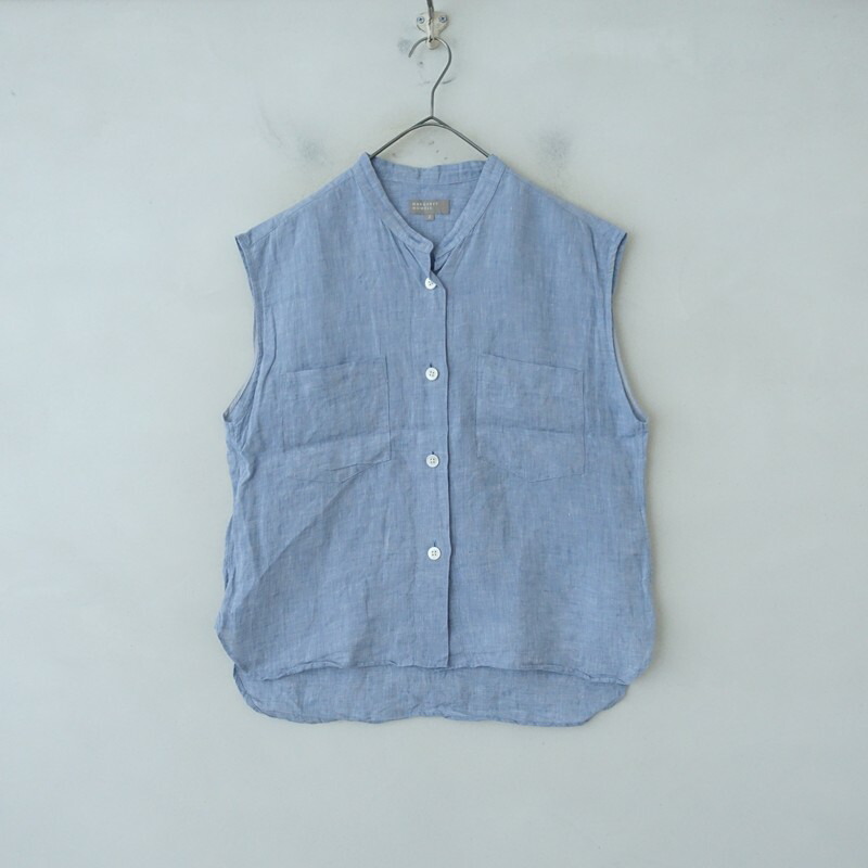 【通貨価値2.7万】マーガレットハウエル MARGARET HOWELL SOFT LINEN SHIRT リネンノースリシャツ  2 【中古】【90F62】