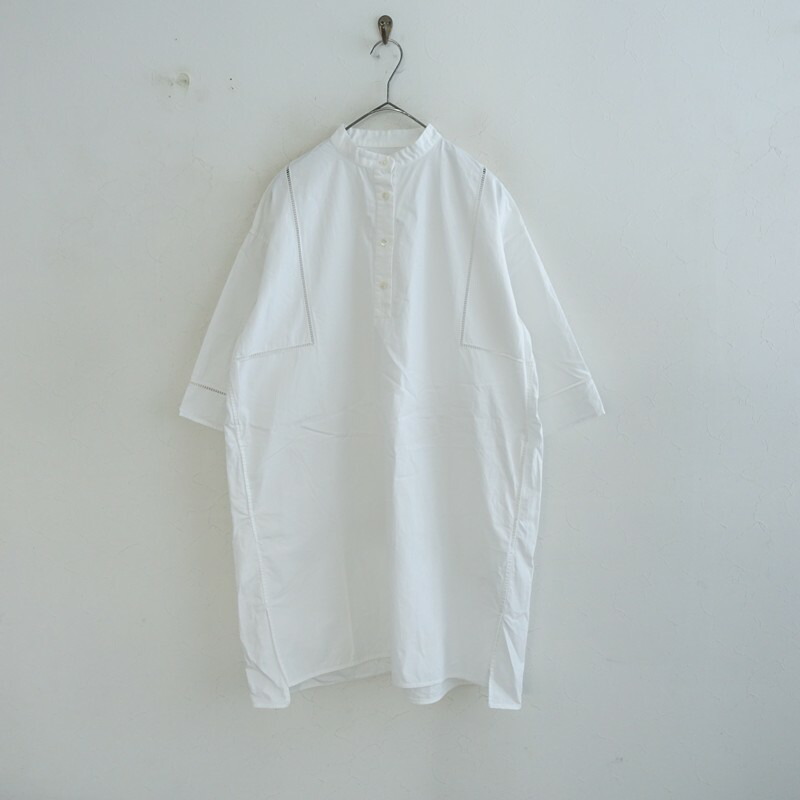 ティッカ TICCA 綿織物×ハシゴレーススタンドカラーシャツワンピース  F 【中古】【11F62】