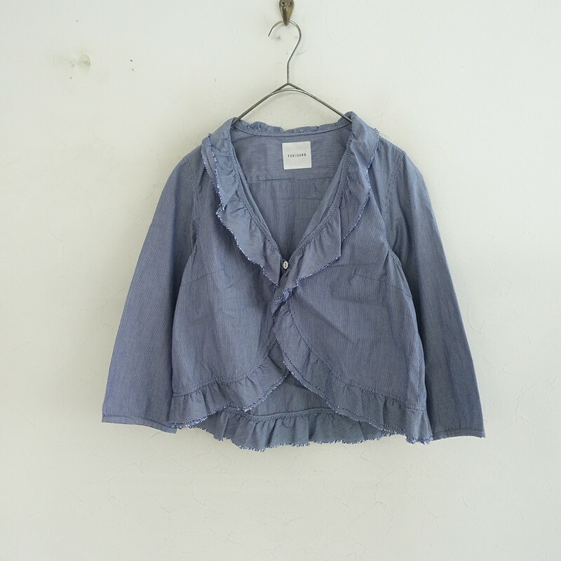 トゥジュー TOUJOURS ストライプラッフルシャツボレロ 【中古】【12F62】｜ブランド古着買取drop