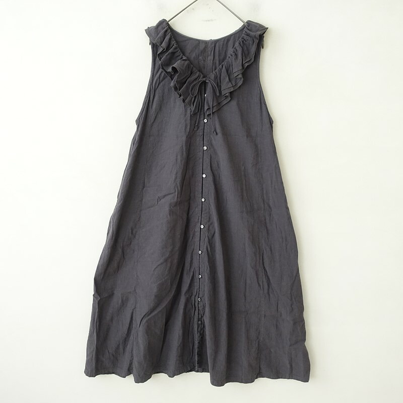 【定価3.9万】ネストローブ nest Robe 天然染めラッフルネックドレス F 【中古】【62F62】｜ブランド古着買取drop