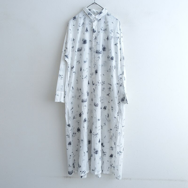 オールドマンズテーラー R&D.M.Co- SNOW DIARY LONG SHIRT プリントシャツワンピース - 【中古】【51G62】｜ブランド古着買取drop 23,248円