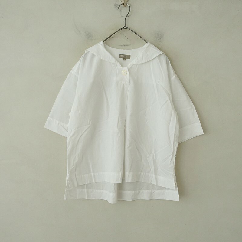 マーガレットハウエル MARGARET HOWELL セーラーカラー半袖ブラウス 1 【中古】【61G62】｜ブランド古着買取drop