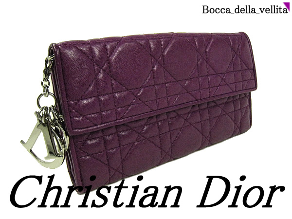 クリスチャンディオール Christian Dior 財布 ロゴ 二つ折り 長財布 レザー ブラック