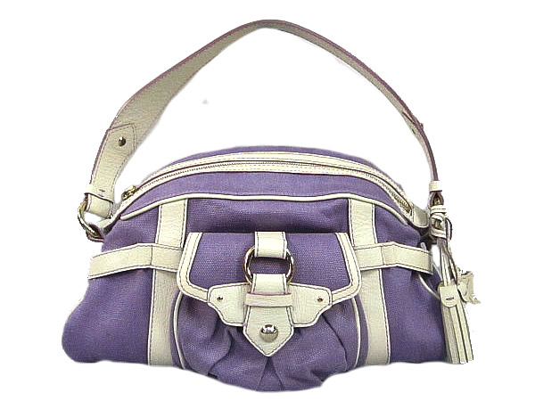 ☆:セリーヌ ショルダーバック ホワイトカーフ/パープルキャンパス CELINE 】【中古】
