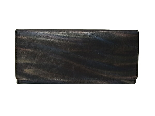 :クロ ウェーブ レザー 長財布 Leather Japan 【新品】
