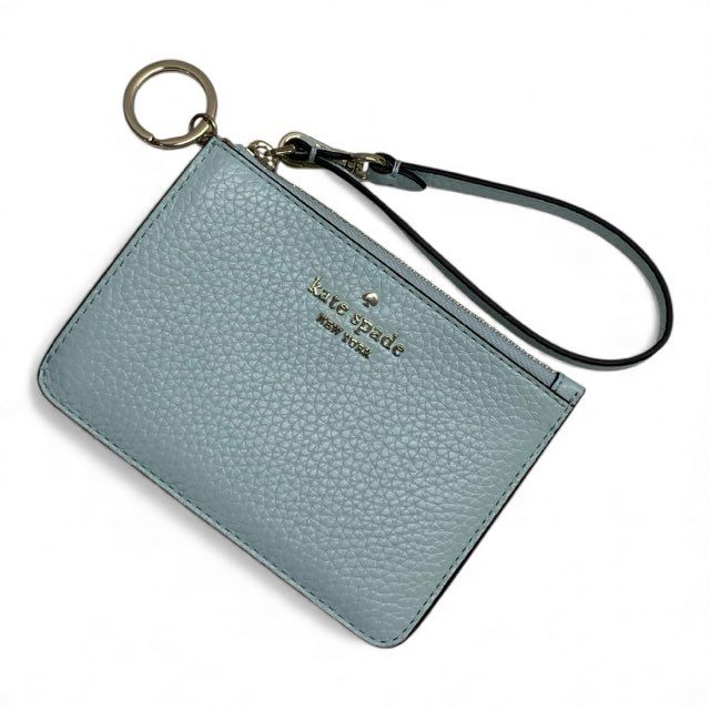 極美品/kate spade/ケイトスペード/KH789/歌留多入れもの/なめし革/水色/青み/パステルカラー/レディース/FC3314