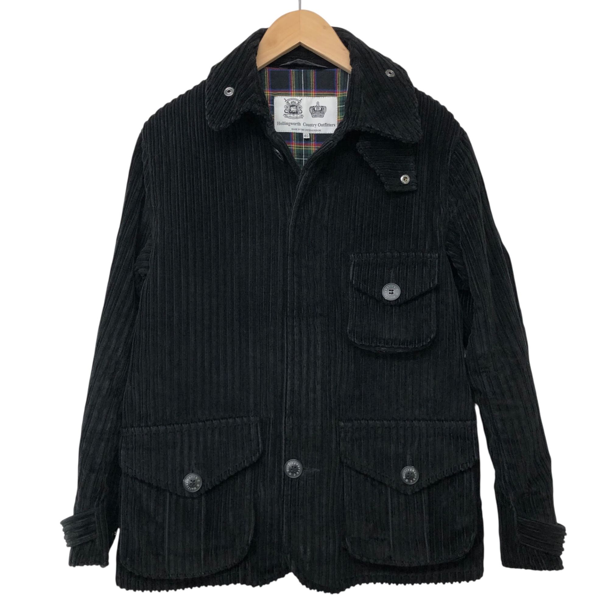 HOLLINGWORTH COUNTRY OUTFITTERS/ホリングワース カントリーアウトフィッターズ /コーデュロイ/バーミンガムジャケット/サイズ40/ブラック/メンズ/RS0076｜リサイクルストア　エコライフ
