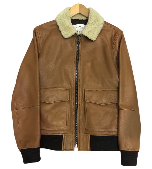 良品/COACH/コーチ/やぎ革レザーボアジャケット/サイズS/ブラウン/メンズ/羊毛皮/ゴートレザー/FB3586｜リサイクルストア　エコライフ