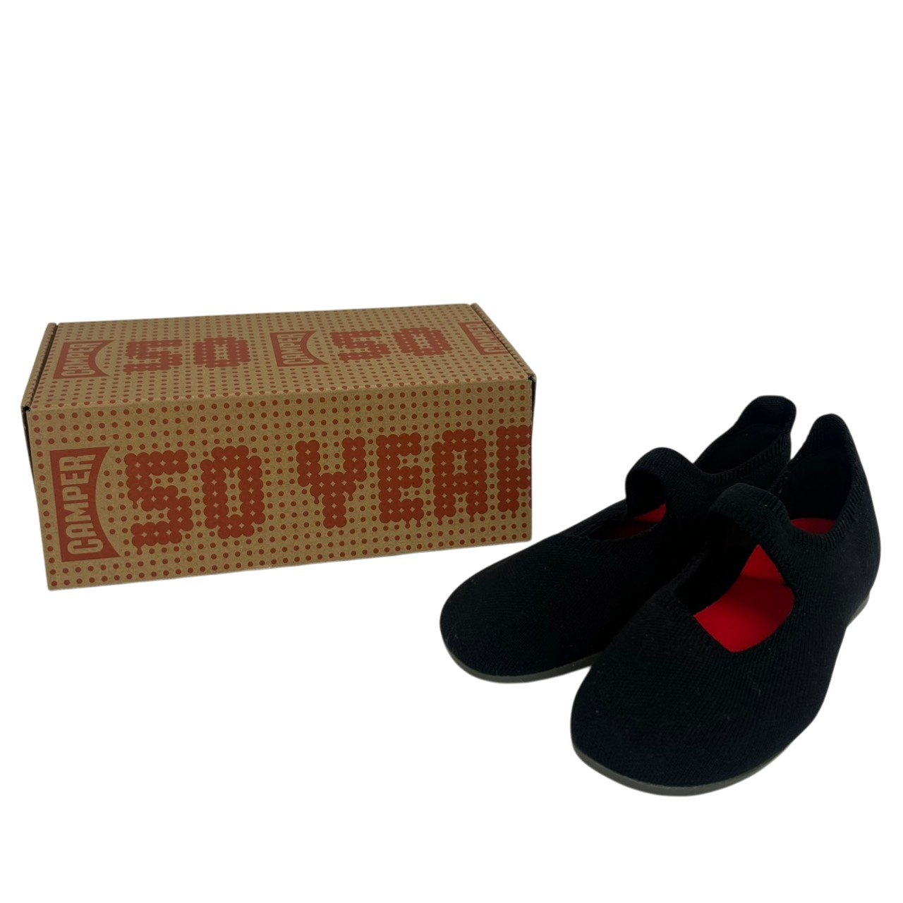 美品/CAMPER/カンペ－ル/バレーシューズ/メッシュ 編み物 RIGHT NINA/37/23.5/レディース/黒いこと/RS0735