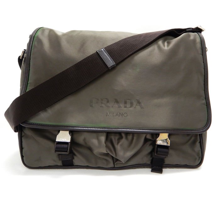 PRADA プラダ/VA0768/ナイロン 飛脚屋御徒面子/ショルダーバッグ/カーキ 緑 緑であること/三角一皿/メンズ/FB3092