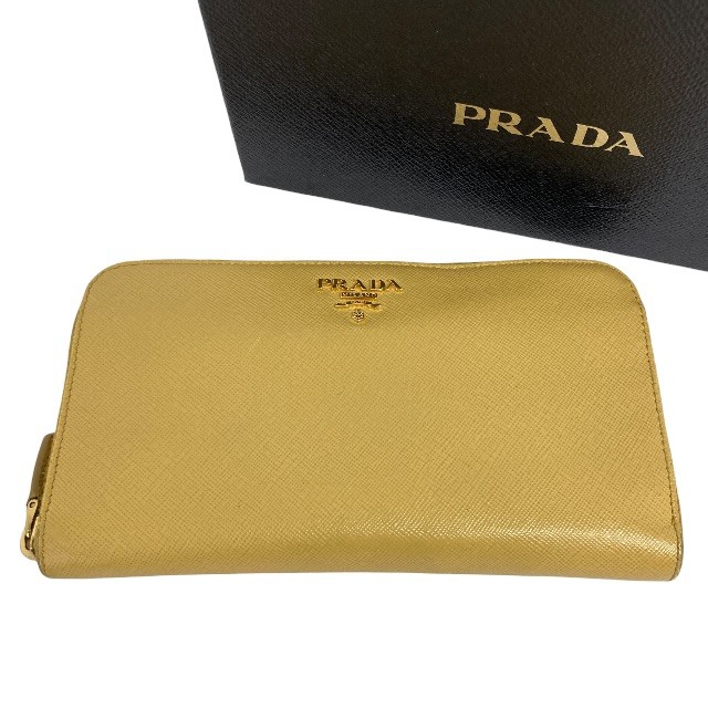 PRADA/プラダ/サフィアーノレザー/ラウンドジップ長財布/イエロー/RS1141|リサイクルストア エコライフ