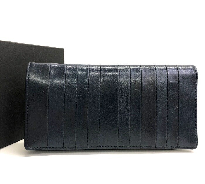 美品/PATRICK STEPHAN/パトリックステファン/なめし革/ロングウォレット/長紙入れ/米国海軍/青み/メンズ/FB3708