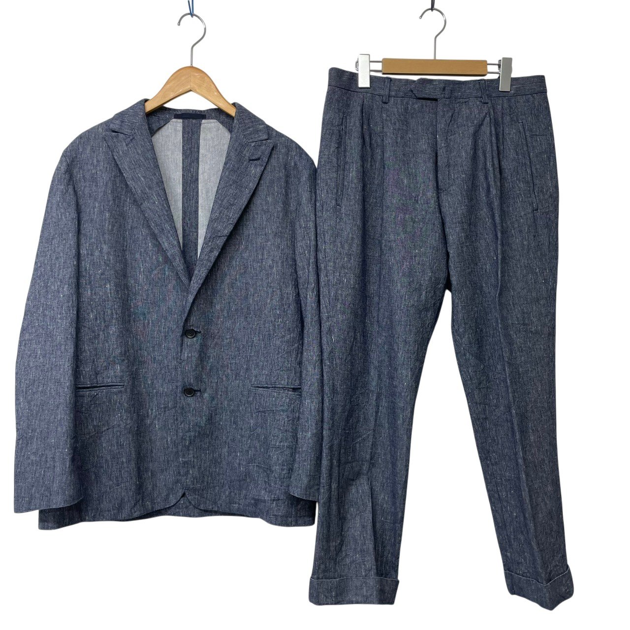 美品/CARUSO/カルーゾ/リネン混/セットアップ/スーツ/メンズ/サイズ48/ネイビー系/RS1434｜リサイクルストア　エコライフ