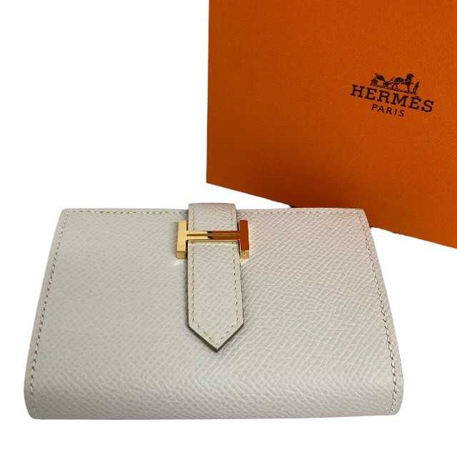 美品/HERMES/エルメス/ベアンミニ/歌留多容れもの/コインケース/エプソン/なめし革/W目じるし/白いこと/RS1458