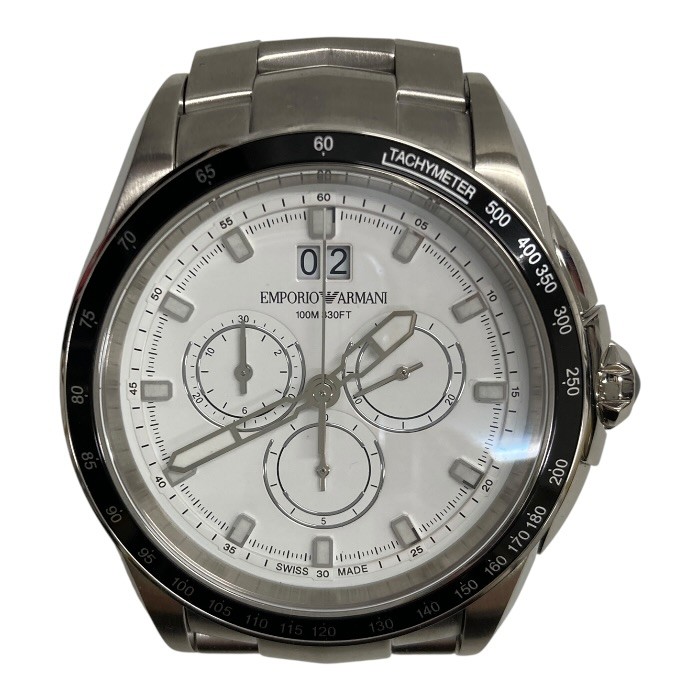 極美品/EMPORIO ARMANI/エンポリオアルマーニ/ARS9101/クロノグラフ/デイト/白文字盤/クォーツ/腕時計/メンズ/FB4451|リサイクルストア エコライフ