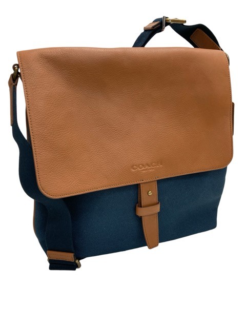 COACH/コーチ職/F71269/レザーキャンバスショルダーバッグ/赤銅色×米国海軍/FG0175