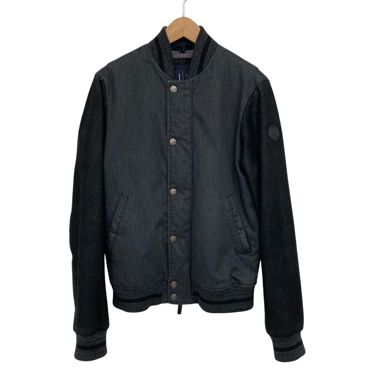 ARMANI JEANS/アルマーニジーンズ/スタジャン/ブルゾン/袖レザー/メンズ/ブラック/サイズ46/RS2012｜リサイクルストア　エコライフ