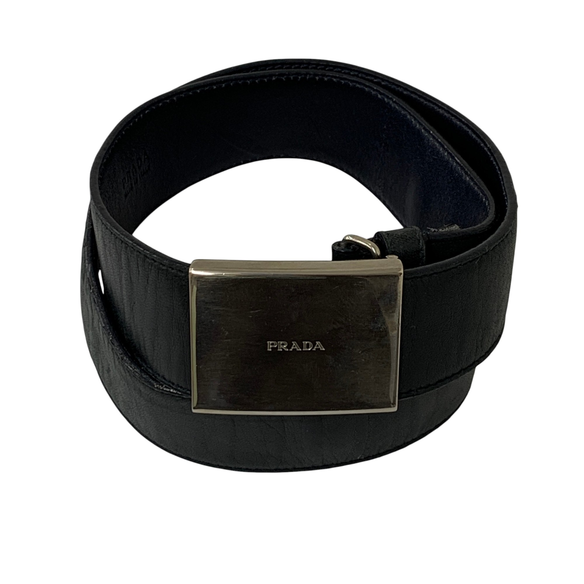 PRADA/プラダ/ナッパレザー ベルト/シルバー金具/ブラック/メンズ/RS2106|リサイクルストア エコライフ