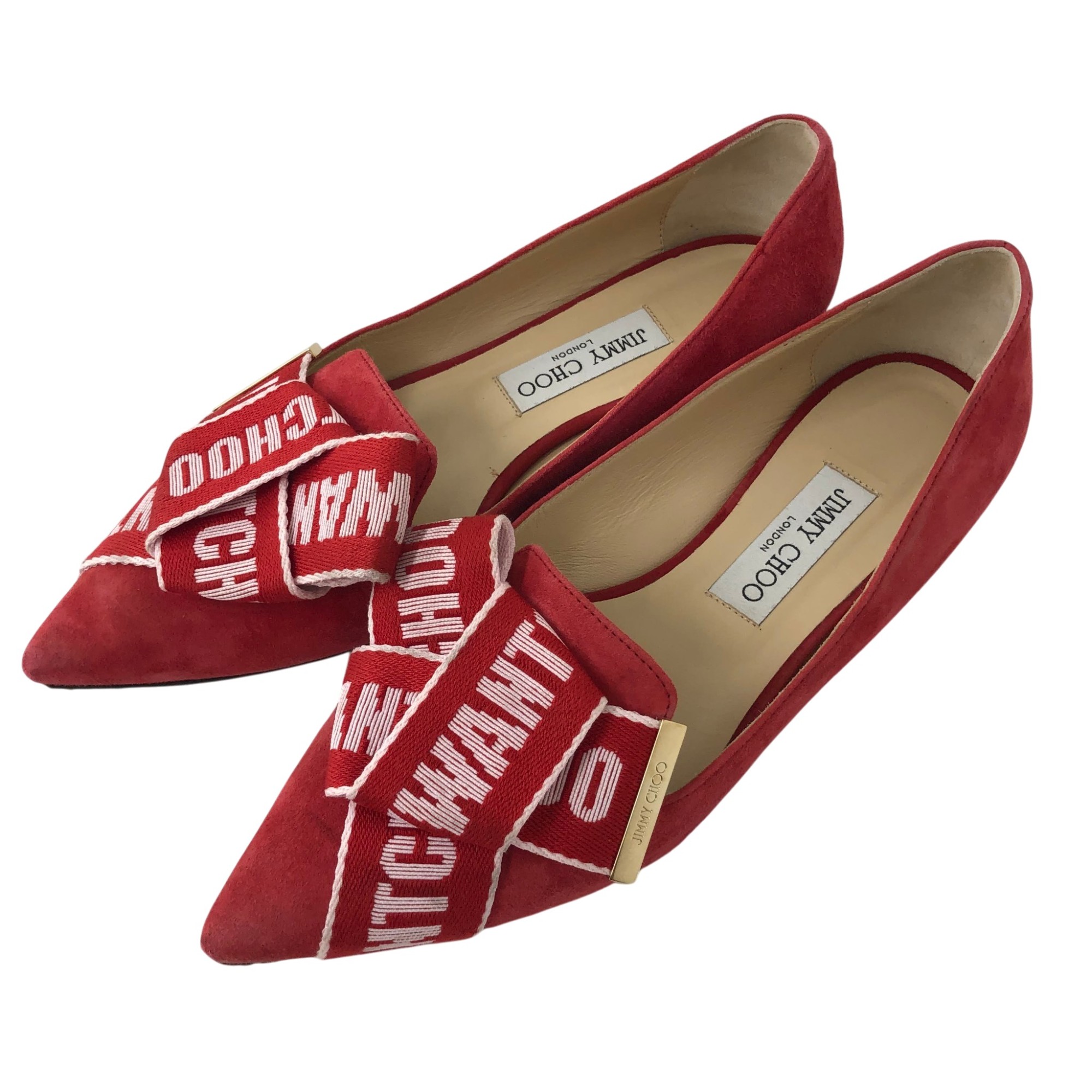 JIMMY CHOO/ジミーチュウ/リボン/フラットシューズ/レッド/サイズ39/レディース/RS2268｜リサイクルストア　エコライフ 12,980円