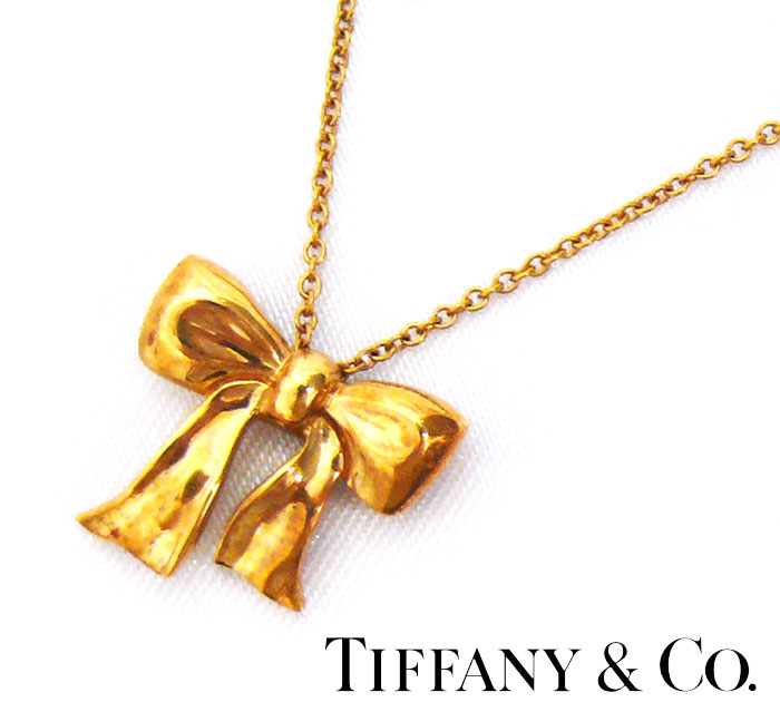 【楽天市場】【Tiffany & Co】ティファニー K18 リボンネックレス ゴールド ペンダント【中古】：リサイクルストア エコライフ