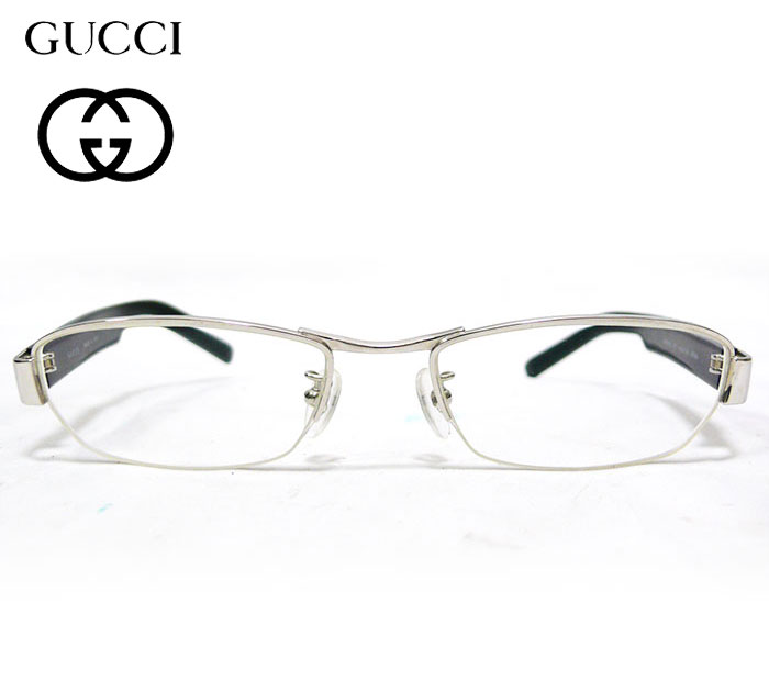 【楽天市場】【GUCCI】 グッチ メタルフレーム Gマーク ブラック×ホワイト グラス 眼鏡 メガネ ハーフリム 52口17 GG
