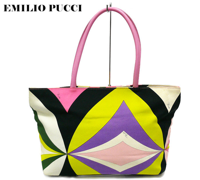 楽天市場 Emilio Pucci エミリオプッチ キャンバス トートバッグ プッチ柄 汚れ有特価 ショルダーバッグ 中古 リサイクルストア エコライフ