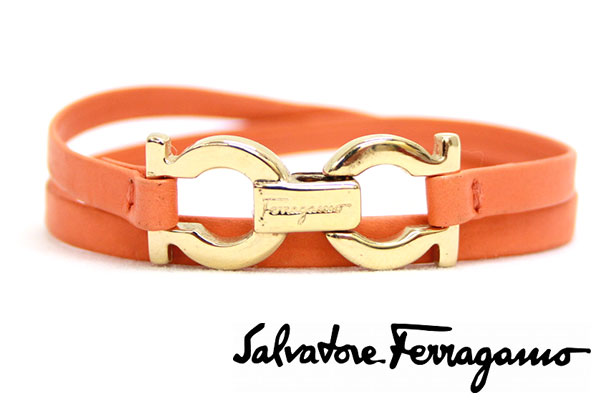 【関税込】Salvatore Ferragamo ガンチーニ レザー ブレスレット 