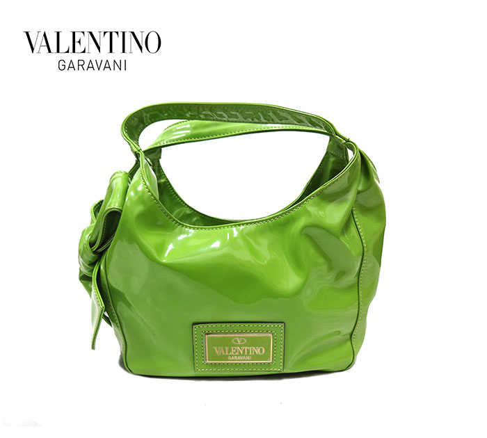 【楽天市場】 【VALENTINO GARAVANI】ヴァレンティノ・ガラヴァーニ エナメル リボンモチーフ付きトートバッグ グリーン 緑 鞄