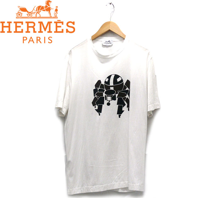 【楽天市場】【HERMES】エルメス クルーネックプリントショートスリーブTシャツ XL イタリア製 白 ホワイト メンズ 男性用 トップス
