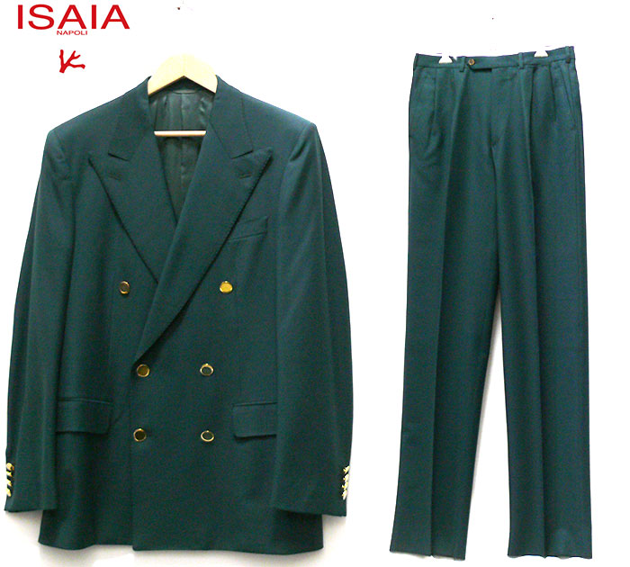 楽天市場 Isaia イザイア サイズ46 イタリア製 ダブルスーツ グリーン ウール メンズ 男性用 ジャケット パンツ セットアップ 秋冬 Rc21 中古 リサイクルストア エコライフ
