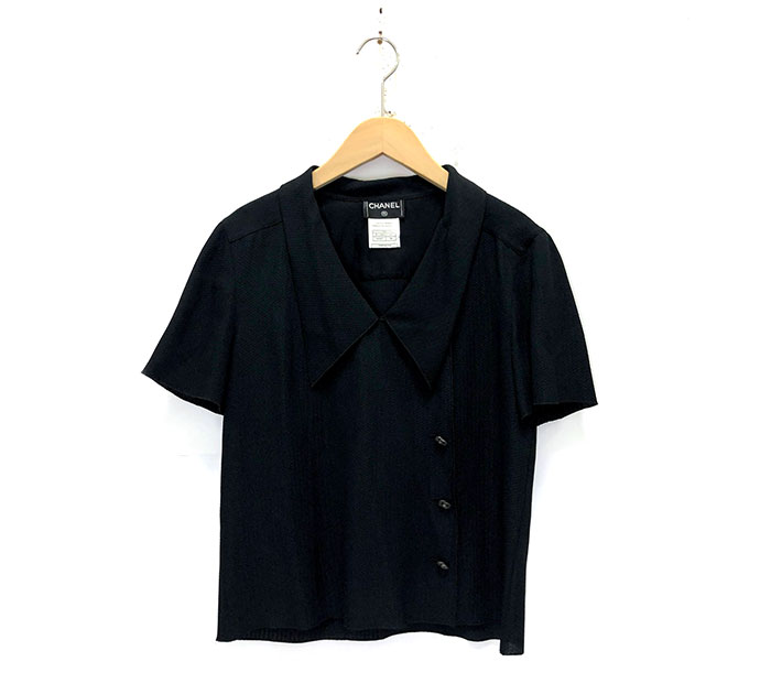 史上一番安い ブラウス ヴィンテージ ココマークボタン Chanel シャネル サイズ38 Rh0416 中古 トップス メンズ フランス製 レーヨン ブラック シャツ ブラウス Williamsav Com