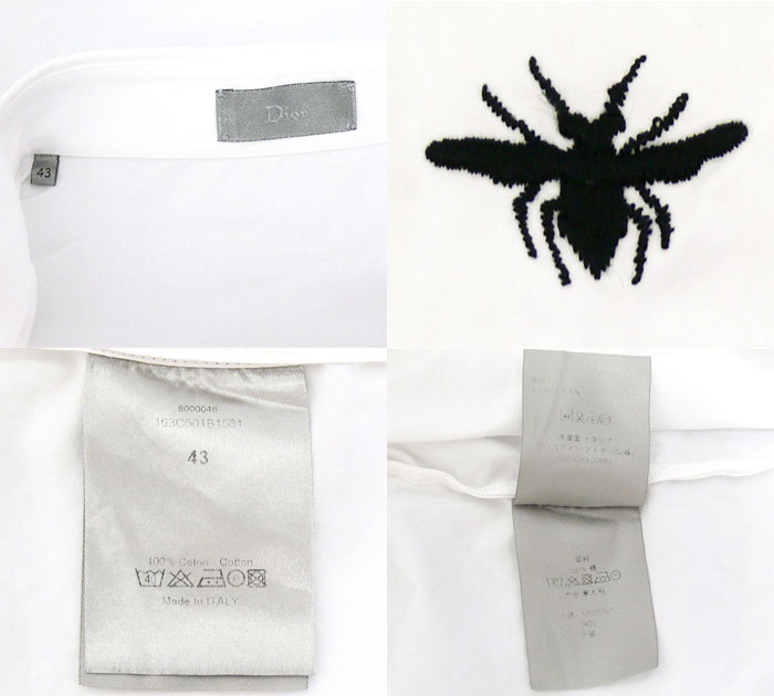 【楽天市場】【Dior】クリスチャンディオール オム Bee刺繍 ホワイト ドレスシャツ 43 L/S 蜘蛛【中古】：リサイクルストア エコライフ