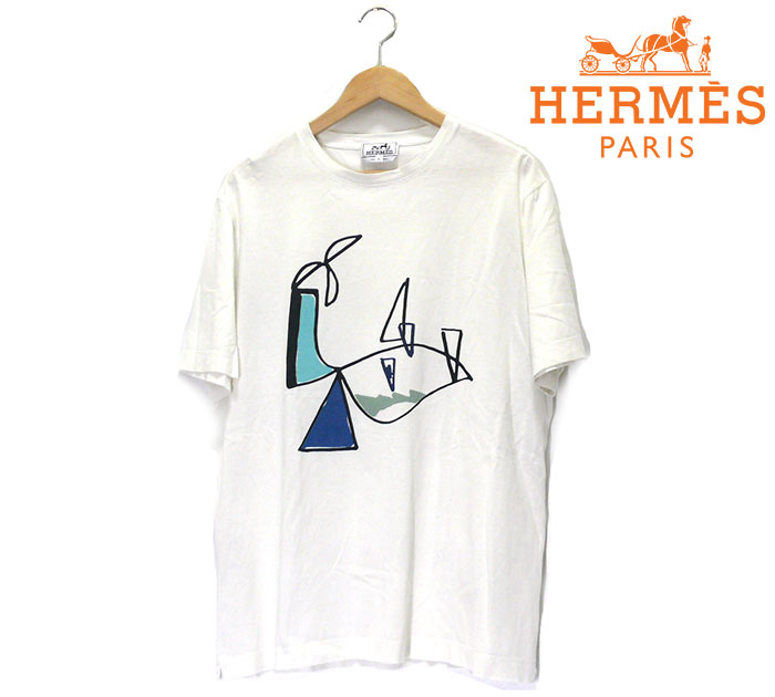【楽天市場】【HERMES】エルメス プリント ショートスリーブ Tシャツ サイズXL メンズ 男性用 イタリア製 半袖 白 トップス