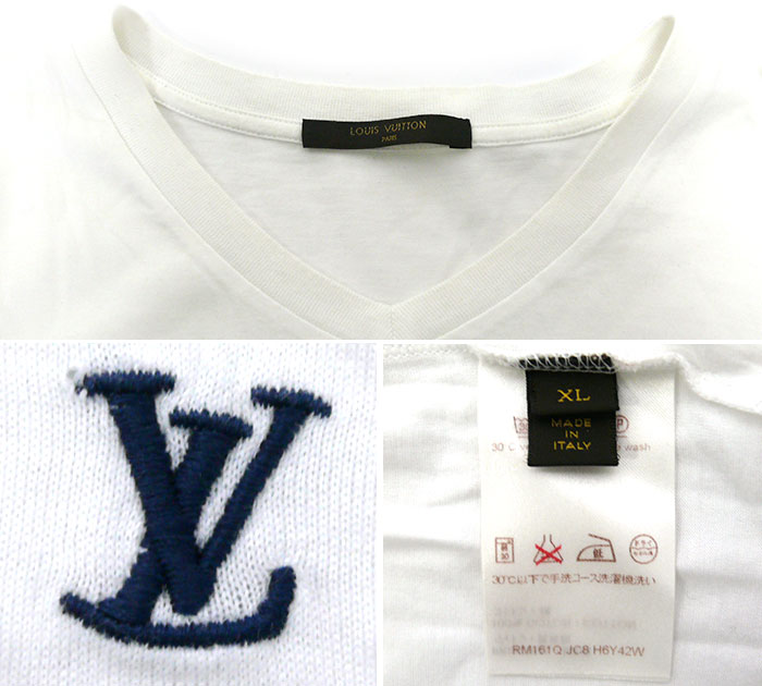 【楽天市場】【LOUISU VUITTON】ルイヴィトン PARIS Vネック Tシャツ XL イタリア製 白 ホワイト 半袖 コットン