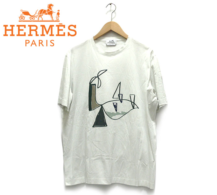 【楽天市場】【HERMES】エルメス プリント ショートスリーブ Tシャツ サイズXL メンズ 男性用 イタリア製 半袖 白 ホワイト