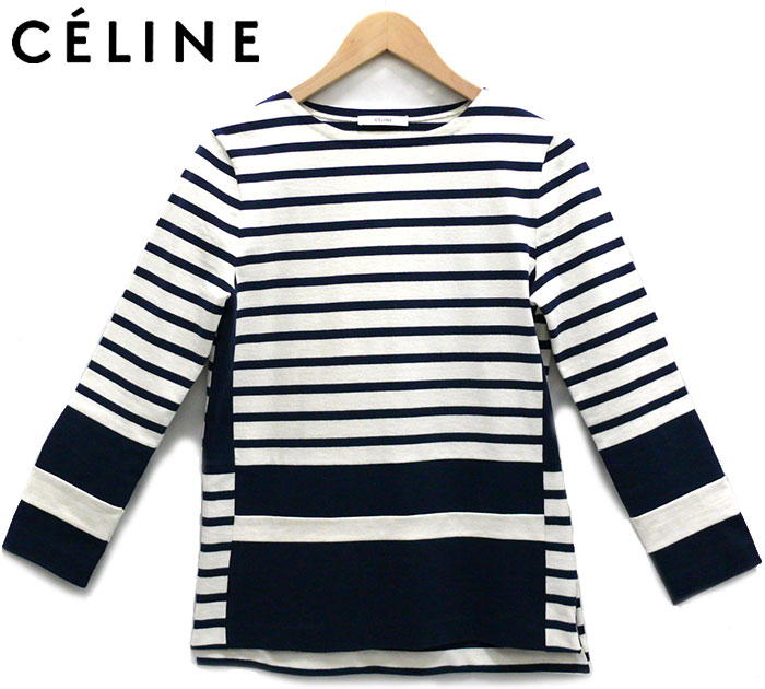 【楽天市場】【CELINE】 セリーヌ ボーダー カットソー バスクシャツ ホワイト ネイビー 白 紺 XS 【中古】 美品：リサイクルストア