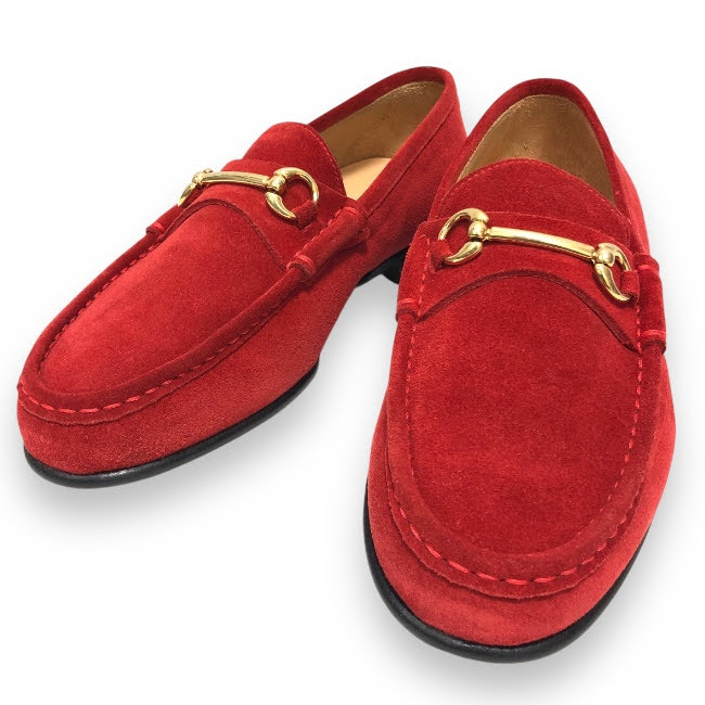 【値下げしました】未使用【UNITED ARROWS】ユナイテッドアローズ スエード ビットローファー サイズ39　1/2 レッド 赤 シューズ 靴 メンズ 男性用 RC4625【新古品】
