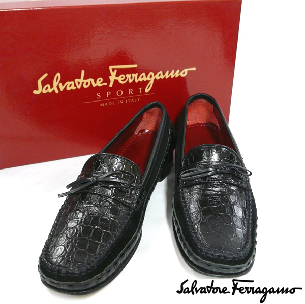 【楽天市場】【Salvatore Ferragamo】サルヴァトーレフェラガモ クロコ型押し 6C レザー ローファー シューズ 靴 ブラック