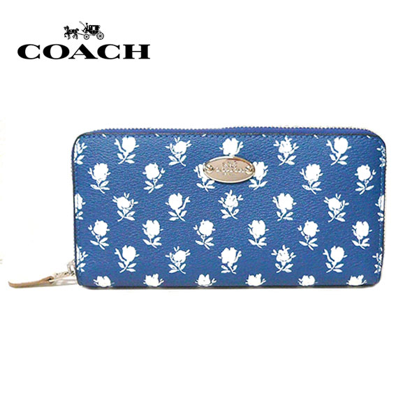 楽天市場 Coach コーチバッドランズ フローラル アコーディオン ジップ アラウンド 長財布 ウォレット ラウンドファスナー ラウンドジップ プリントコーティングレザー 革 本革 ブルーマルチカラー ブルー ホワイト シルバー金具 青 白 花柄 F53026 On0536 中古