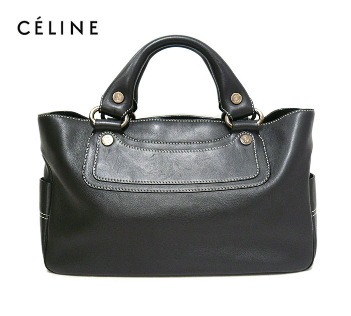 【楽天市場】【CELINE】セリーヌ ブギーバッグ レザー 牛革 本革ハンドバッグ トートバッグ ブラック 黒【中古】：リサイクルストア エコライフ