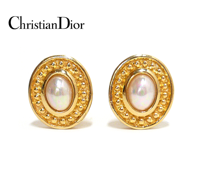 【楽天市場】【Christian Dior】クリスチャンディオール ヴィンテージ パールモチーフ イヤリング ゴールド 金属素材 ドイツ製