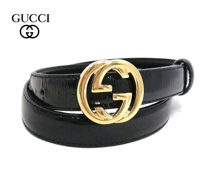 【楽天市場】【GUCCI】グッチ GGバックル レザー 細ベルト 65/26 ブラック×ゴールド金具 黒×金 イタリア製 036 1766