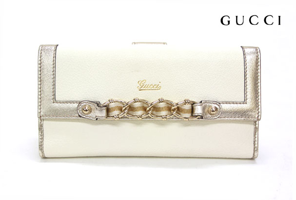 【楽天市場】【GUCCI】グッチ カプリ ダブルホック 長財布 ホワイト レザー レディース F61300【中古】：リサイクルストア エコライフ