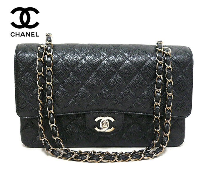 楽天市場 Chanel シャネル マトラッセ25 キャビアスキン Wフラップ ダブルフラップ 二重蓋 Wチェーン ダブルチェーン ショルダーバッグ ココマーク レザー 牛革 本革 ブラック シルバー金具 黒 銀 ギャランティカード 箱付き On2144 極美品 中古