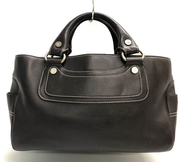 【CELINE】ハンドバッグ　ブギーバッグ　シルバー金具　ロゴ刻印 プレート CELINE】ハンドバッグ ブギーバッグ シルバー金具 ロゴ刻印
