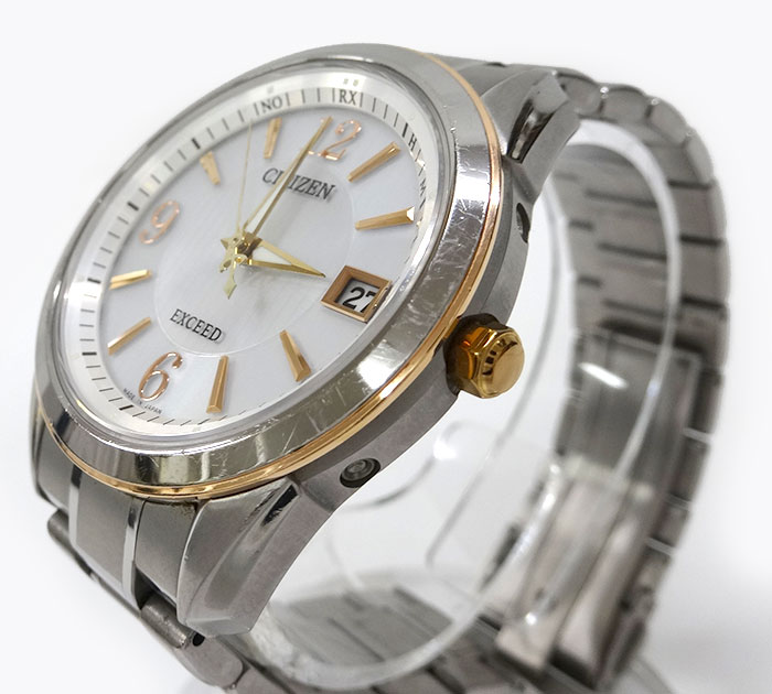 Citizen シチズン Exceed エクシード エコドライブ 電波ソーラー 腕時計 Ebg74 5072 メンズ チタン 中古 Ff3418 Mozago Com