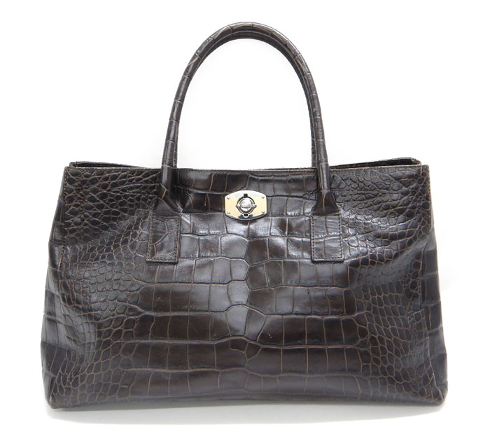 FURLA フルラ トートバッグ クロコ型押し 濃茶 シルバー金具 2way 楽天市場】【中古】FURLA(フルラ) クロコ型押し 2WAYトート